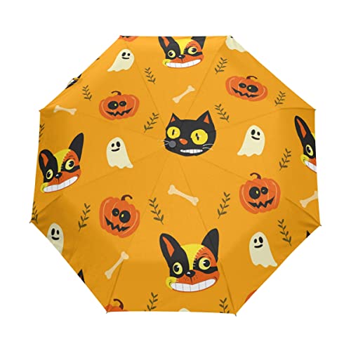 Parapluie pliable citrouille chat fantôme idéal pour la plage et les trajets quotidiens des enfants
