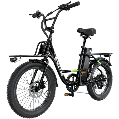 isinwheel U7 Electric Bike for Adults, 20 mph Cargo Ebike 1000W Peak Adult Electric Bicycles, 55 Miles Range E Bike, 48V 10.4Ah Removable Battery, 7 Speed Gearshift, 20' Step Thru Ebikes for Adults