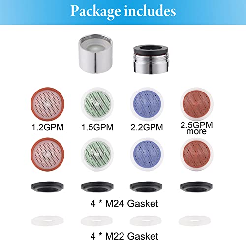 Ifealclear 8 Pack Faucet Aerator Insert Set, Faucet Flow Restrictor Aerator Replacement, Sink Aerator With 2 Pcs Solid Brass Shell, 55/64 Female Thread Water Saving Faucet Aerator For Kitchen,Bathroom #TOP1