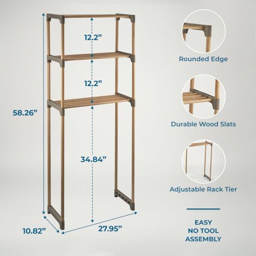 Honey-Can-Do 3-Tier Wood Over-the-Toilet Storage Shelf, Natural by Honey-Can-Do - Used condition - Image 7