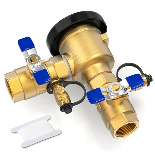 GASHER 1' Pressure Vacuum Breaker Assembly, Brass Irrigation Backflow Preventer, Max 400 PSI Back...