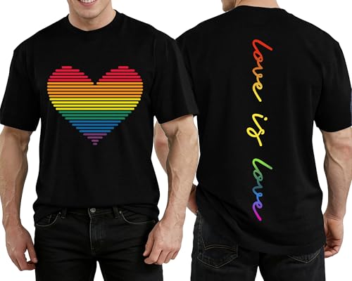 LAWOZZOS Pride T Shirt for Men LGBT Gay Pride Shirt Rainbow T-Shirt Love is Love Short Sleeve Tee Top