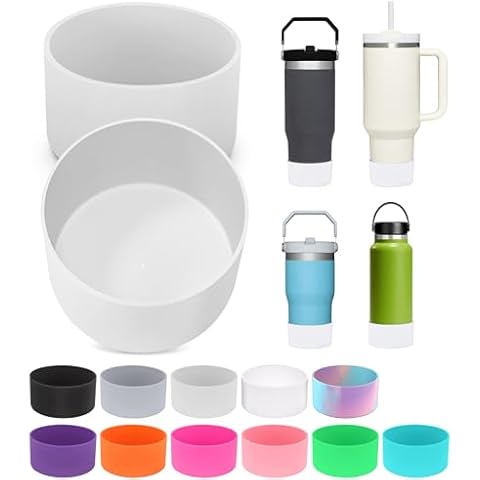 PICcircuit 2PCS for Stanley Boot, Silicone Bottom for Quencher Adventure 40oz 30oz IceFlow 20oz 30oz Bottle&for Hydroflask Tumbler 12-24oz for Stanley Cup Accessories Avoid Scratches&Noise Cover