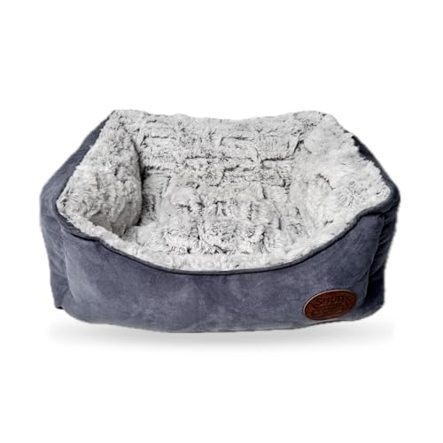 Snug & Cosy Pets Novara Dog Bed Sofa Bedding Comfy Faux Suede Small Grey