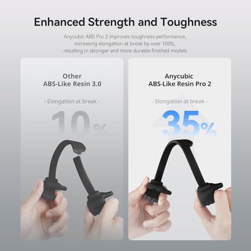 ANYCUBIC ABS-Like Resin Pro 2, 3D Printer Resin with Enhanced Strength and Toughness, High Precision and Minimal Shrinkage, Wide Compatibility for All LCD Resin 3D Printers (Black+Black, 2kg) by ANYCUBIC - Image 2