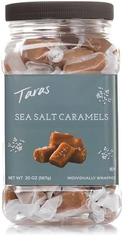 Taras Gourmet Sea Salt Caramels | All Natural Candy | Creamy & Individually Wrapped with Real Butter (20 oz)