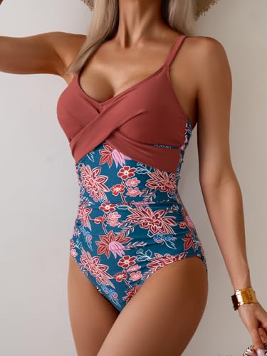 Image of B2prity Women's One Piece Swimsuit Tummy Control Front Cross Bathing Suit