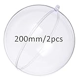 KENAST Clear Plastic Fillable Ornaments Ball, DIY Ornaments for Christmas, Wedding, Party, Home Decor (200mm Diameter /2pcs)
