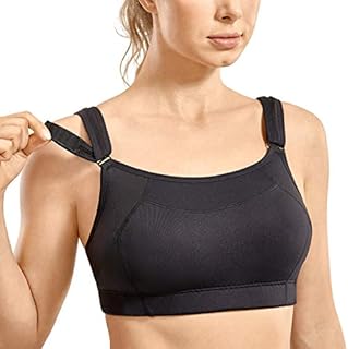 SYROKAN Women's Wirefree Front Adjustable High Impact No Bounce Full Support Workout Running Sports Bras Black 34C