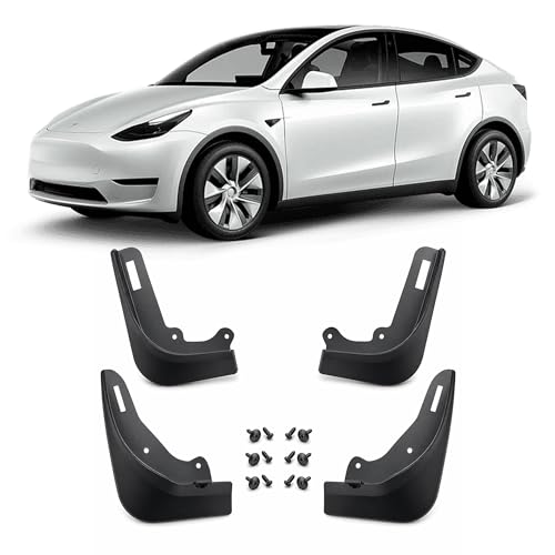 Zapped Co Tesla Model Y Mud Flaps 2020-2024, [OEM-Style No Drill] Mud Flaps – All-Weather Paint Protection Set of 4