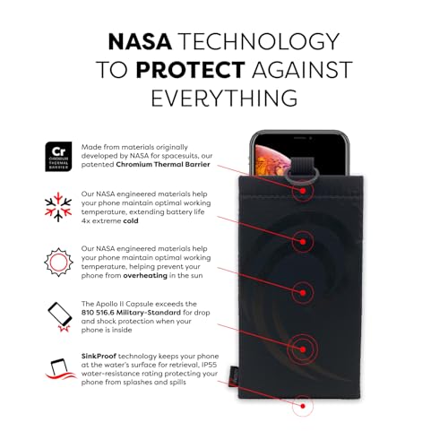 Image of PHOOZY Apollo II Thermal Phone Case with NASA-Derived Technology - Extends Battery Life 4X in Cold Weather and Heat - Military Grade 8-Foot Drop Protection Insulated Pouch - Medium Black