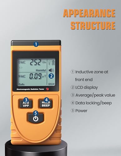 AMTAST Elektromagnetischer Strahlungsprüfer Digitaler Elektromagnetischer Strahlungsprüfer Dosimeter Tester EMF Meter Counter