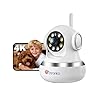 Ctronics 4K Caméra Intérieure, 5G/2,4Hz Wi-FI, Suivi Automatique, Vision Nocturne Couleur, Alarme Sonore et Lumineuse, 8 Positions Préconfigurées, App & PC, Cloud/256GB TF/FTP