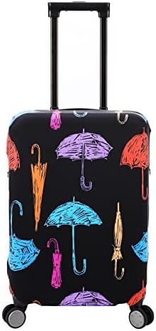 DEMPROS Travel Luggage Cover Washable Suitcase Protector, Black-Umbrella, M (23-26 inch luggage)