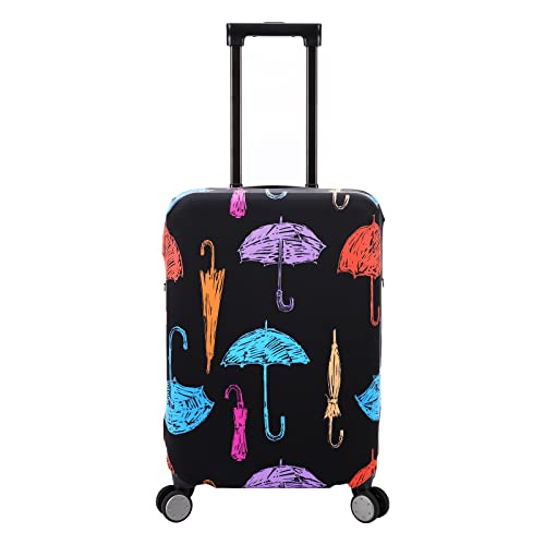 DEMPROS Travel Luggage Cover Washable Suitcase Protector, Black-Umbrella, M (23-26 inch luggage)