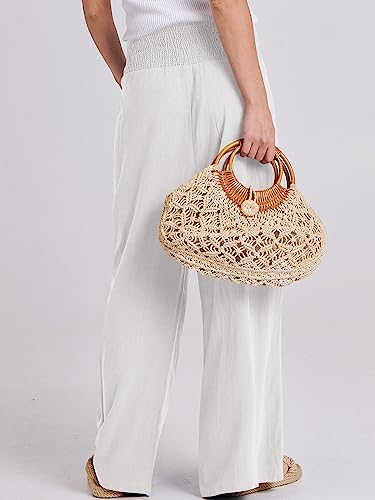 ANRABESS Women Linen Palazzo Pants Summer Boho Wide Leg High Waist Casual Lounge Pant 2025 Beach Travel Vacation Outfits - Image 5