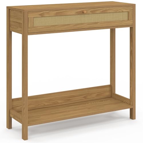 IDMarket - Console 1 tiroir HANAE Effet Naturel cannage