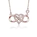 BlingGem Collier pour Femme en Or Rose Plaqué Argent 925/1000 avec Oxyde de Zirconium Diamant Rond Coeur Infinity Amour Cadeau pour la fête des mères,48 cm