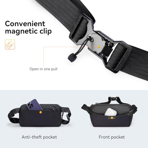 Mark Ryden Leicht Sling Bag, Tragetasche Schultertasche Hüfttasche mit YKK-Reißverschluss und Magnetverschluss für Männer und Frauen (Schwarz)
