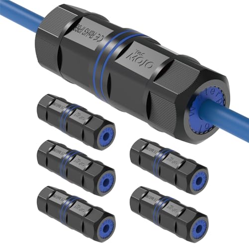 Tecmojo Waterproof Cat6 Coupler IP68 Outdoor Ethernet Connector for CAT6/CAT5E/CAT5 Shielded RJ45 Ethernet Extender for IP Camera and PoE Device 3.2in 6 Pack