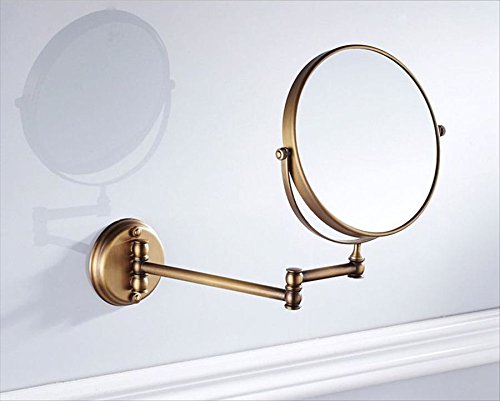 7Trees 8-Inch Retro Bathroom Folding Wall Mount Make-Up Mirror Flip Telescopic Beauty Mirror (Antique Brass) #TOP2