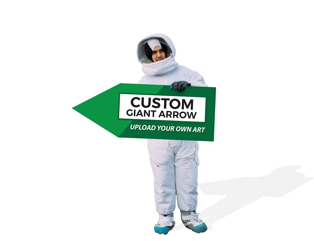 VSE | Custom Giant Arrow Waver Sign | Double Sided | 45 Inches Long | Street Side Advertising for Business or Organizations | Add Handles (Add Text or