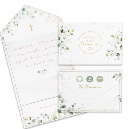 GEBETTER 2 Stück 11x16cm Kommunion Geldgeschenk Verpackung Geld Karte Umschlag Grußkarte Kommunionkarte Geldkarte Geschenkkarte Gutscheinkarte für Geld Gutschein