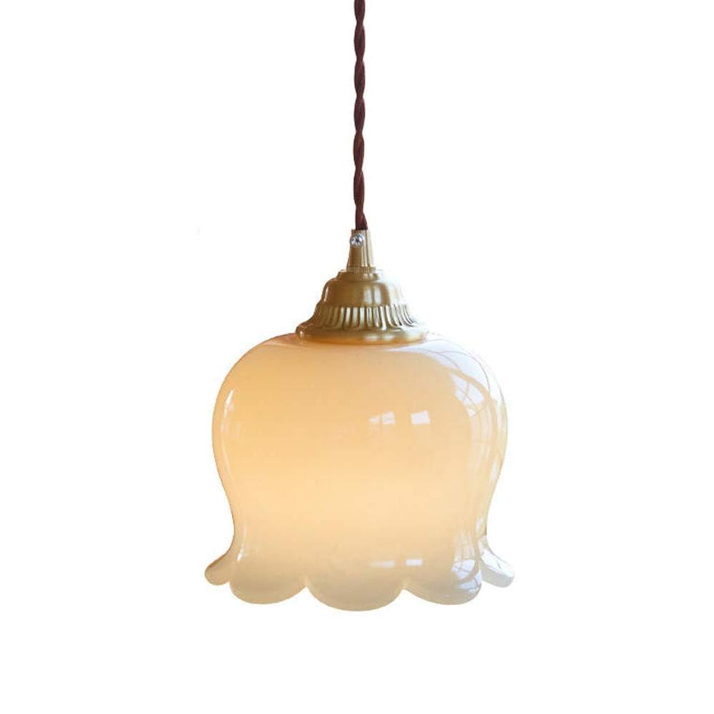 Lustre en laiton style milieu du siècle et suspension crème haut de gamme