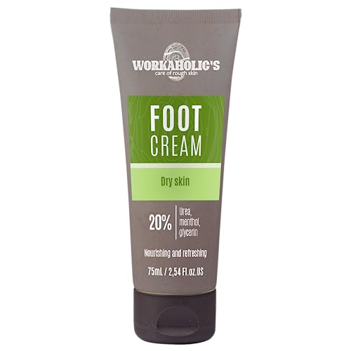 WORKAHOLIC’S Premium 20% Urea Complex Foot Cream with Glycerin, Almond Oil, Shea for Dry Cracked Feet, 75ml