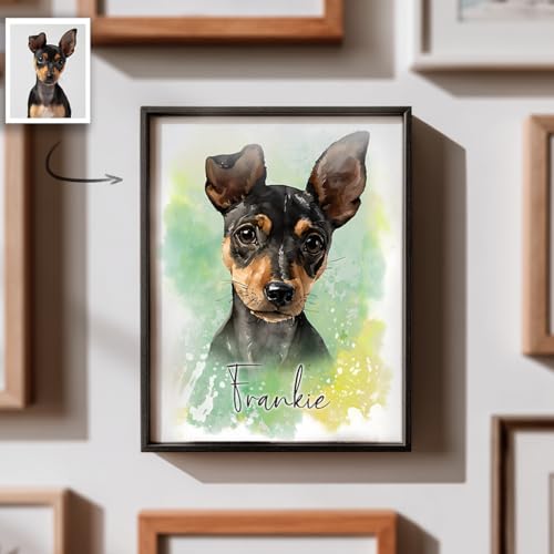 Dotride Custom Pet Portrait from photo, Watercolor Dog...