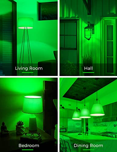 Image of L LOHAS LED Green LED Light Bulbs, A19 9W (60W Equivalent) Christmas Green Colored Light Bulb Indoor, E26 Base, Non-Dim, 4 Pack