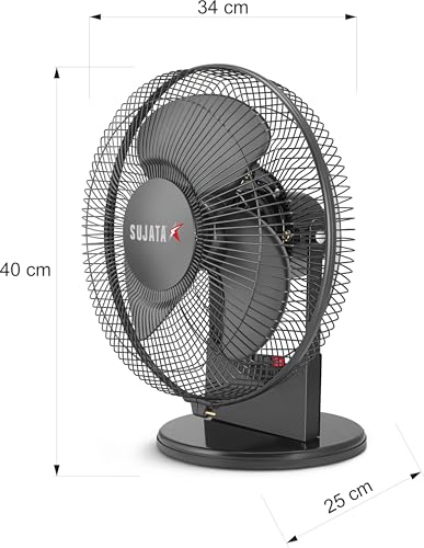 Image of Sujata Table Fan for Home | 2300 RPM, 2 Years Warranty | Small Table Fan High Speed for Home, 280 mm Compact Fan with Balanced Blades, Adjustable Tilt, Portable (SAP2700 HS - Black)