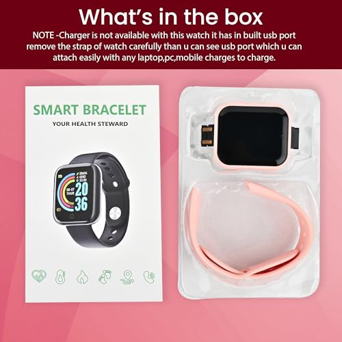 Image of Bouncefit D20 Y68 Fitness Band Smart Watch for Men, Women, Boys, Girls, Kids - Single Touch Interface, Water Resistant, Workout Modes, Quick Charge Sports Smartwatch - Pink (FF)