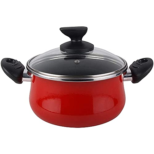 MAGEFESA MG036 Praga Olla, Acero esmaltado vitrificado, Inducción y lavavajillas, Rojo, 20 cm