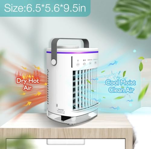 TiMT-Portable-Air-conditIoner-powerful-4-Speed-air-cooler-Mini-Desk-AC-Fan-with-7-colors-Light-Evaporative-Air-Cooler-with-Timer-AC-Air-Misting-cooler-Fan-for-Office-Room-Study-White-CF006