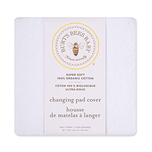 Image of Burt's Bees Baby Unisex Baby Gift Set - Crib Sheet, Changing Pad Cover & Burp Cloths, 100% Organic Cotton Essentials Bundle