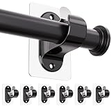 BYSHEGET Soporte para Barra de Cortina Sin Taladrar, Ganchos Adhesivos Transparentes con Tornillos, Soportes Adhesivos para Cortinas de Baño, Cocina, Salón, Dormitorio (6 Piezas Negro)