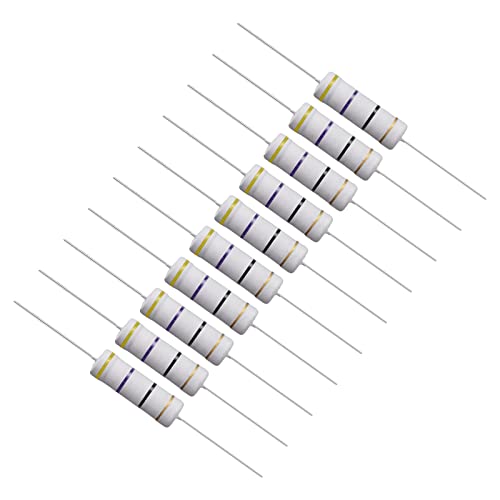 QUARKZMAN 47 Ohm 5 Watt Metal Óxido Película Resistor x 10uds 5% Tolerancia Resistor Plomodo para Bricolaje Electrónicos Proyectos, [Cuatro Bandas Estándar EIA Color Código]