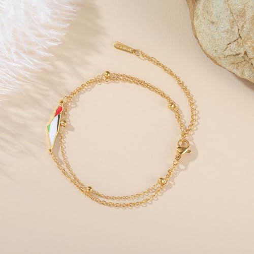 Amaxer Israel Palestine Map Earrings Bracelet Epoxy Resin Enamel Map Pendant Adjustable Bracelet Dangle Drop Earrings Jewelry Gifts for Women Lady3