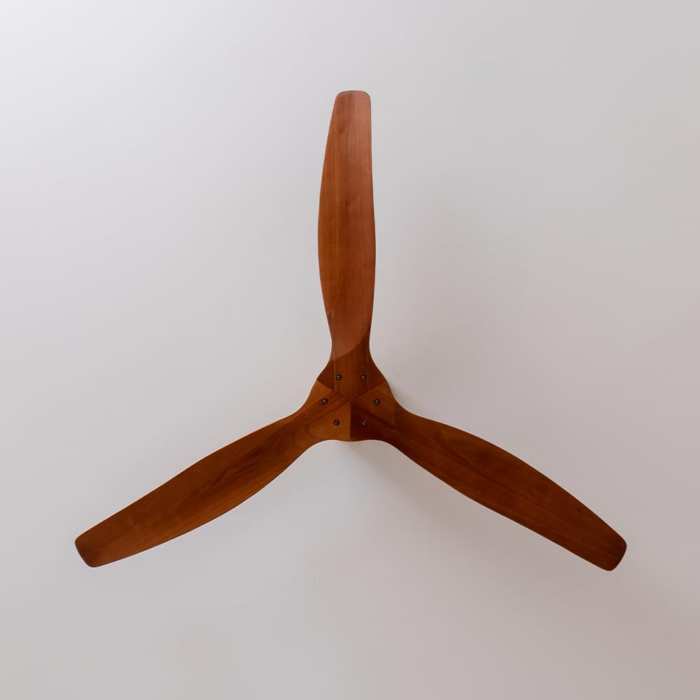 Cecotec Ventilador de Techo EnergySilence Aero 5500 Aqua GoldDarkWood Connected, Motor DC 40W, Diámetro 132 cm, Bajo consumo, Wifi, Mando, Exteriores, Temporizador, Verano e invierno, Silencioso