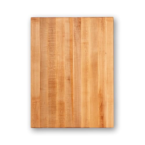 John Boos Platinum Commercial Series Rectangular Wooden Maple Cutting Board 24”x18” – 1.75” Thick, 21-lb Reversible Butcher Block with 1/4” Radius Edges, Edge-Grain & Finger Grips – Made in the...