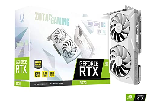 Zotac Gaming GeForce RTX 3070 Twin Edge OC White Edition 8GB GDDR6 Graphics Card, IceStorm 2.0 Advanced Cooling, White LED Logo Lighting (ZT-A30700J-10P) (Renewed)