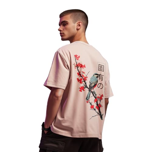 Image of Nobero Men's Oversized Graphic T-Shirt for Men | Soft Cotton | Drop Shoulder Relaxed Fit | Printed Casual Tshirt for Men