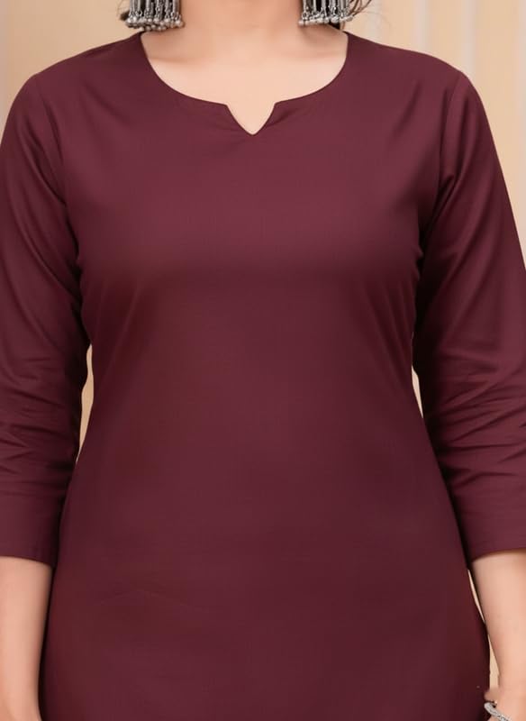 Image of Moirai Airy Linen Long Kurtis for Women Cotton A-Line Straight Kurta with Pockets Daily Office