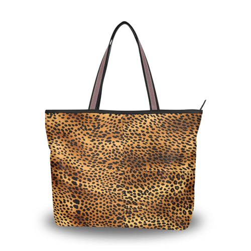 ALAZA Leopard Print Pattern Brown Women Tote Bag Handbag Large Capacity Shoulder Bags