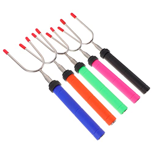 BEBEMOKO 5Pcs Stainless Steel Barbecue Sticks Shaped Flexible Bbq Skewers for Home Roasting for Camping Outdoor and Family Cooking Activities