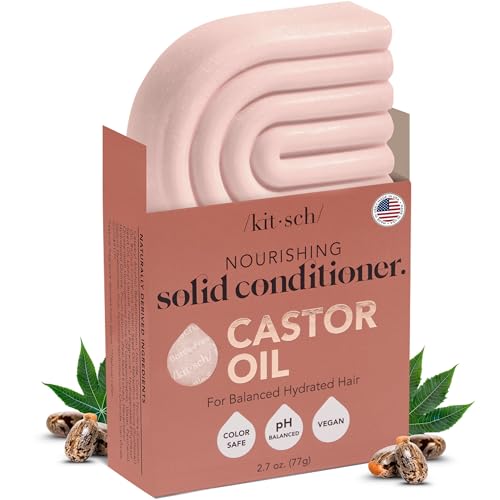 Kitsch Castor Oil Conditioner Bar Soap - Hydrating & Moisturizing Hair Care - Organic Castor Oil Conditioner for Hair Growth & Scalp Nourishment - Silicone & Paraben-Free, Vegan, Made in USA - 2.7oz