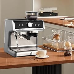GarveeHome 20 Bar Espresso Machine with Grinder, Professional Espresso Coffee Maker with Milk Frother Steam Wand & 2.8 L Removable Water Tank, for Latte, Cappuccino, Home, Office, 1450W