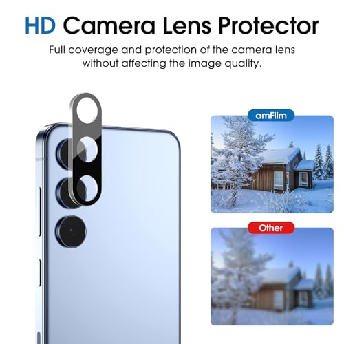 amFilm Auto-Alignment OneTouch for Samsung Galaxy S24+/S24 Plus 6.7" Privacy Screen Protector + Camera Lens Protector, Tempered Glass, 30 Seconds Installation, Bubble Free, Privacy Protection 2+2 Pack
