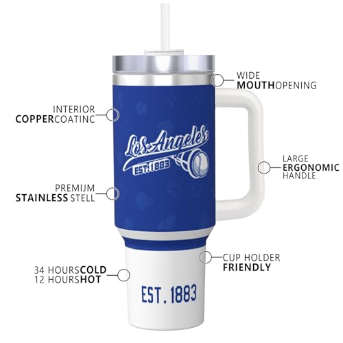 Image of Los Angeles 30 oz Tumbler with Handle and Straw,Car cup,100% Leakproof Insulated Tumbler with Lid and Straw,Made of Stainless Steel,Cup Holder Friendly Base,Classic Collection Gifts for Fans